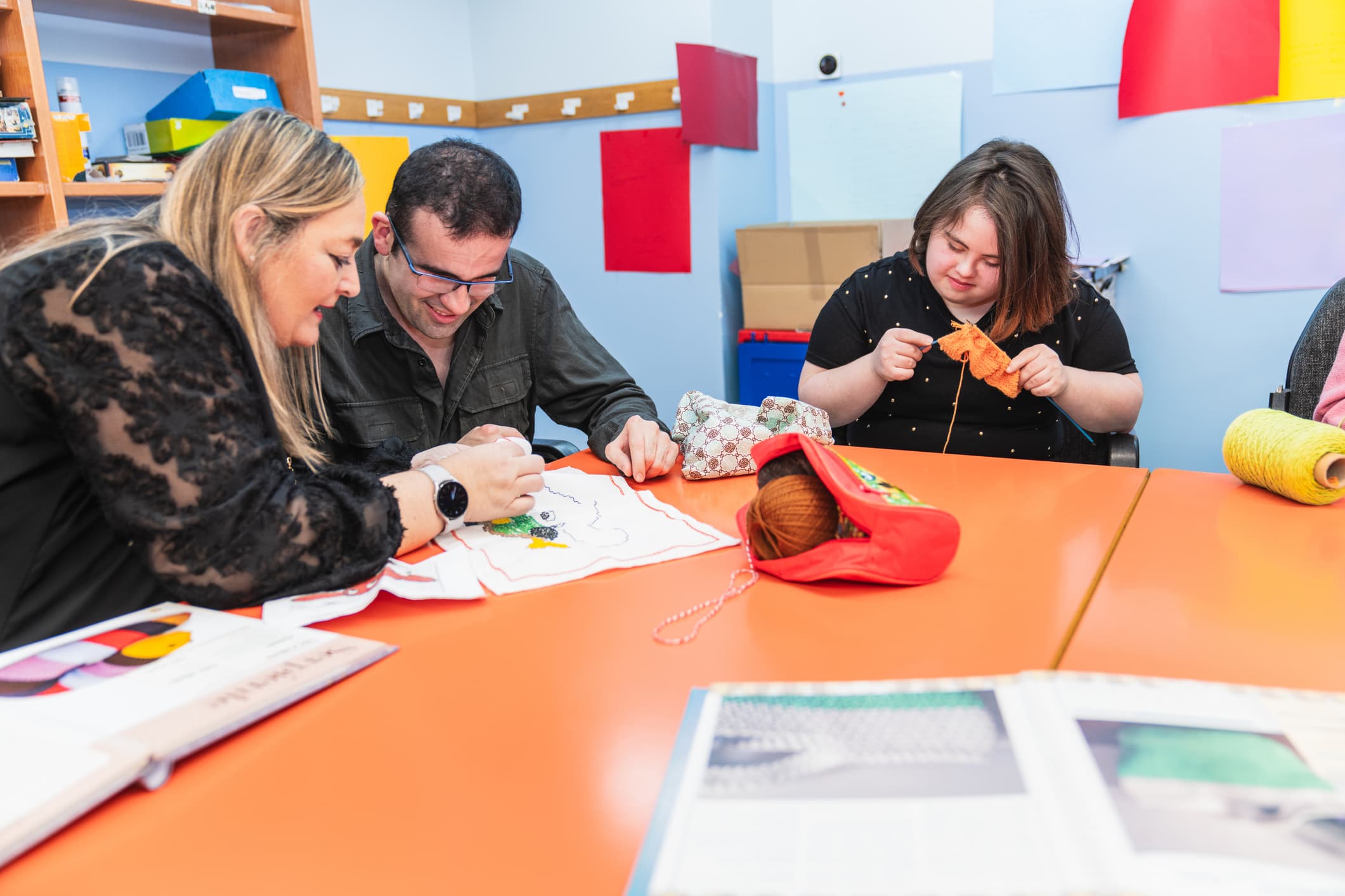 Happy participant in standing enjoyed painting actives